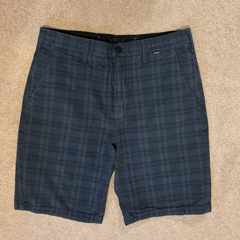 Hurley Plaid Shorts SZ 32 Mens Blue Gray